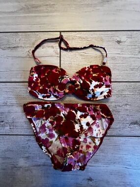 Newport News Red Floral Bandeau Bikini